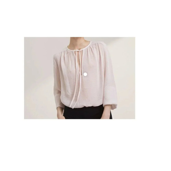 Babaton by Aritzia, Allan Semi Sheer Tie Front Blouse - Picture 1 of 13